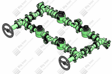 Manifold 2” Fig 1502 4 Plug Valve Dual Stage W/ 2 Adjustables-2 Positives 10000 Psi Nace Service