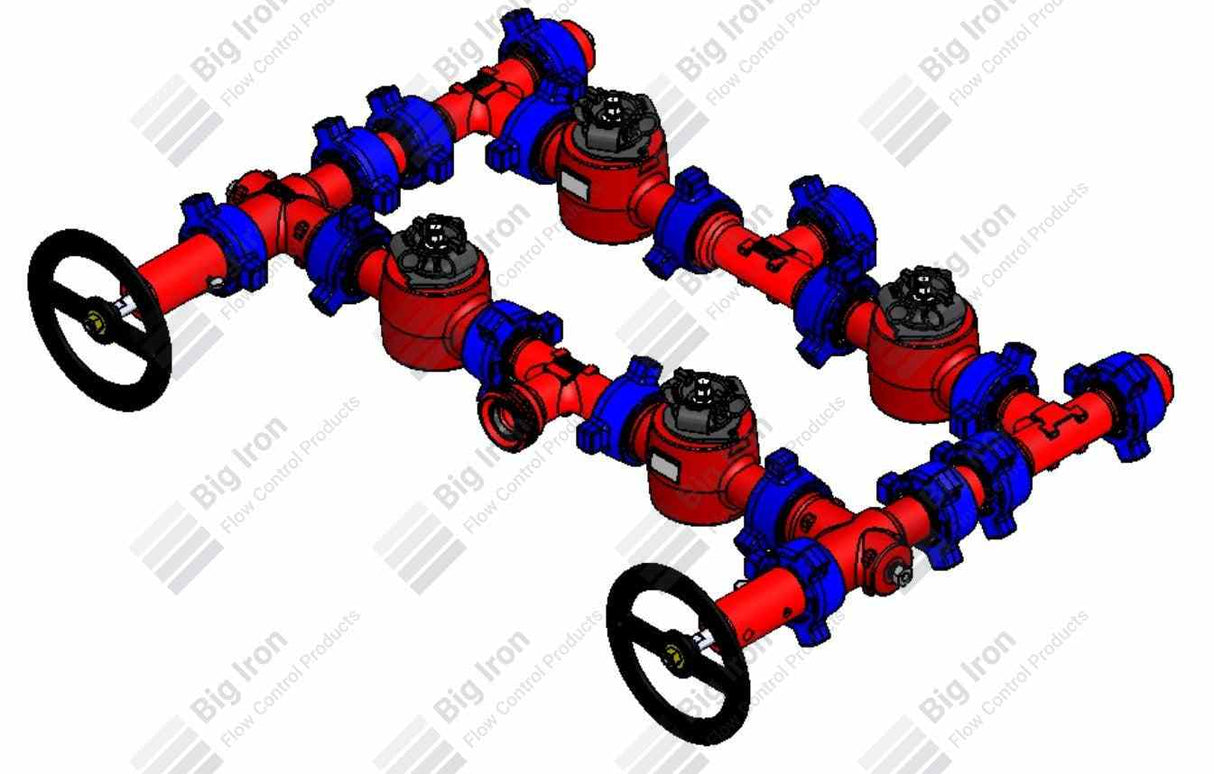 Manifold 2” Fig 1502 4 Plug Valve Single Stage W/2 Adjustables 15000 Psi Std Service