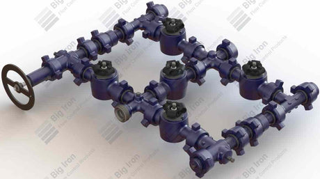 Manifold 2” Fig 1502 5 Plug Valve Single Stage W/ Adjustable - 1 Positive 10000Psi Nace Service