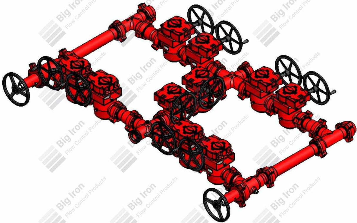 Manifold 3” Fig 1502 10 Plug Valve Single Stage W/ 2 Adjustable Chokes 15000 Psi Std Service