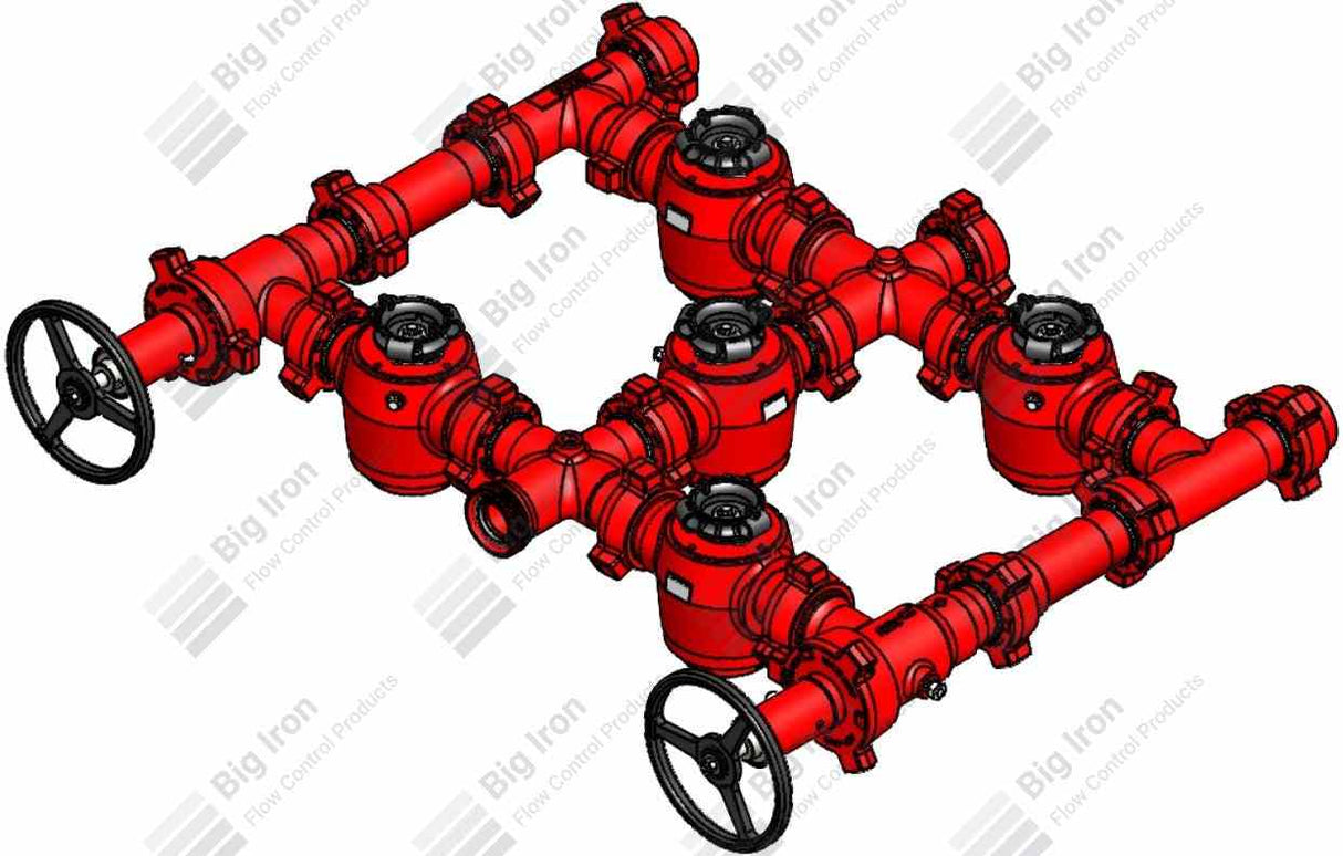 Manifold 3” Fig 1502 5 Plug Valve Low Torque Single Stage W/2 Adjustables 15000 Psi Std Service