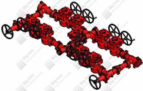 Manifold 3” Fig 1502 9 Plug Valve Dual Stage W/ Adjustable 2 Positive Chokes 15000 Psi Std Service